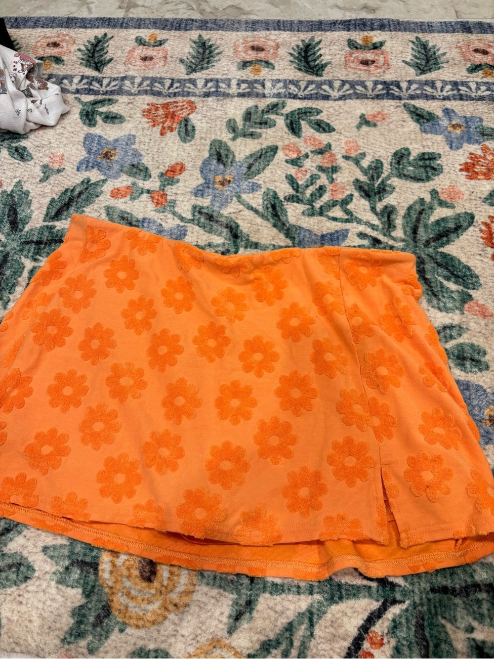 Orange Floral Terrycloth bikini skirt cover up